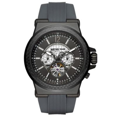 Michael Kors Men's Dylan Black IP and Grey Silicone Automatic