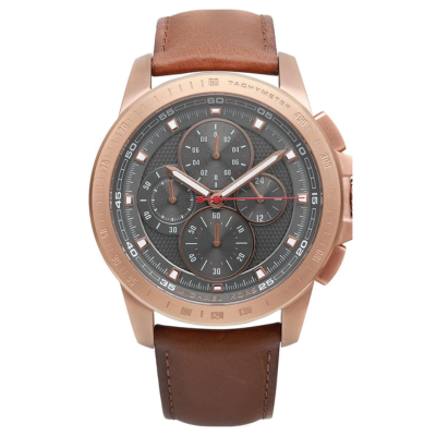 Michael Kors Ryker Analog Gray Dial Brown Leather Strap Watch For Men - MK8519
