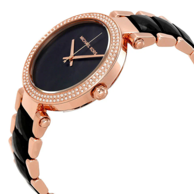 MICHAEL KORS 時計 Michael Kors Wren Crystals Black Dial Black Steel Strap Watch For