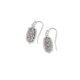 Silver Oval Silver Stone Earrings