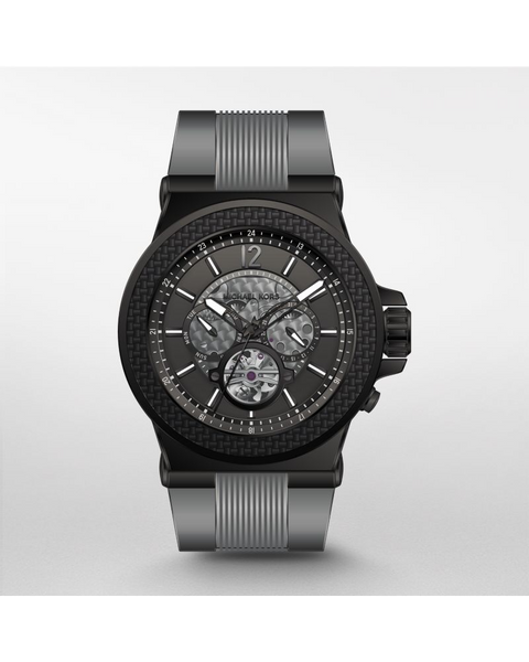 Michael Kors Men s Dylan Black IP and Grey Silicone Automatic Watch D ore Jewelry