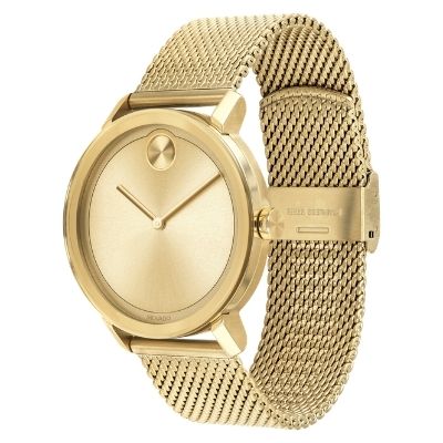 新品 MOVADO BOLD ゴールド メッシュベルト 腕時計 3600833 Movado Bold Men's Swiss Quartz Stainless Steel and Mesh