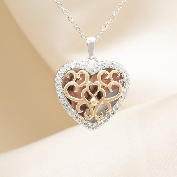 Heart Locket Necklace Rose Gold Filigree Necklace Mary Locket