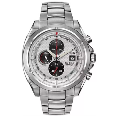 Men Eco-Drive Silver-Toned Dial Chronograph Watch CA0551-50A