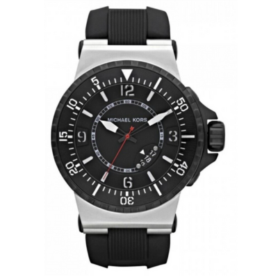 MICHAEL KORS OVERSIZE,BLACK SILICONE BAND WATCH-MK7060