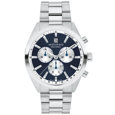 Movado Heritage Series Datron Blue Dial Stainless Steel Bracelet Watch