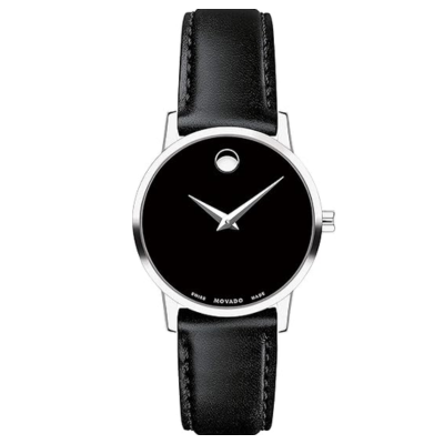 Movado Museum Classic Black Dial Leather Ladies Watch