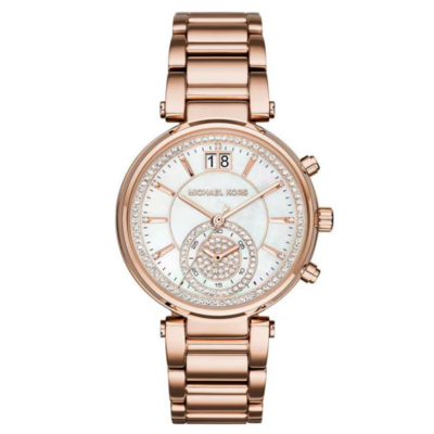 Michael Kors Women's Rose Gold-Tone Sawyer Watch MK6282