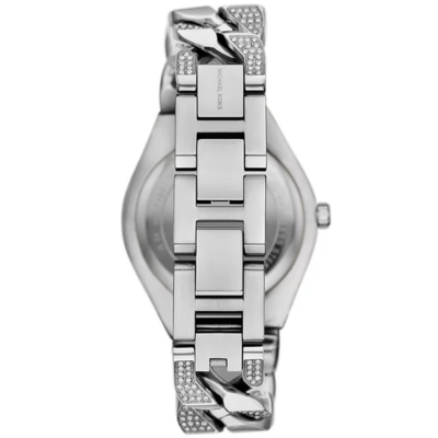 Michael Kors Women's White Lennox Pavé-Tone Curb-Link Watch MK7488