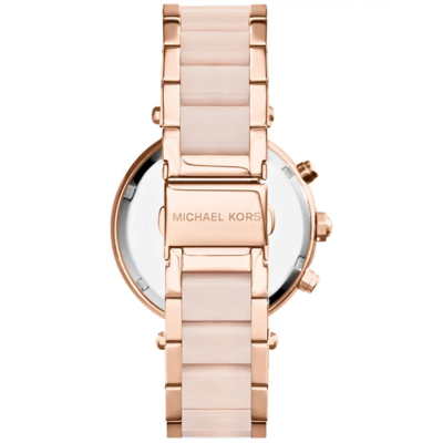 Michael Kors Blush Acetate and Rose Gold Tone Parker Glitz Watch, 39mm