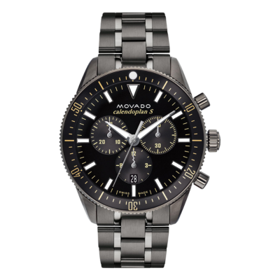Movado Heritage Series Calendoplan S Chronograph Grey Ion-Plated Bracelet Watch | 42mm | 3650125