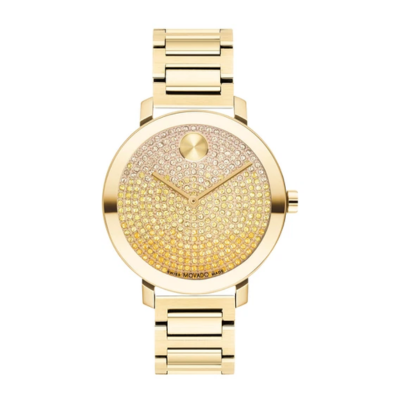 Movado Bold Crystal Yellow Pave Dial Gold-tone Women's Watch 3600931