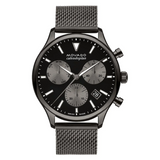 Movado  Heritage Calendoplan Black Chronograph Dial Grey Stainless Steel Men's Watch 3650153