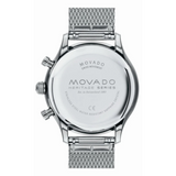 Movado Men's Heritage Calendoplan Swiss Quartz Chronograph Silver-Tone Stainless Steel Bracelet Watch 43mm