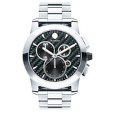 Movado Men's Vizio Black Chronograph Dial Steel Bracelet Quartz Watch 0607544