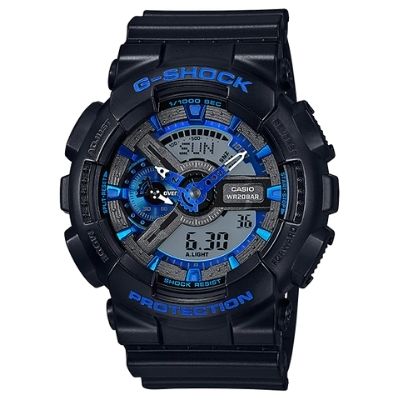 G-Shock Black Resin Band Royal Blue Accents GA-110CB-1A