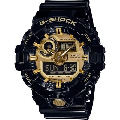 Casio G-Shock Black Resin Gold Accents GA710GB-1A – D'ore Jewelry
