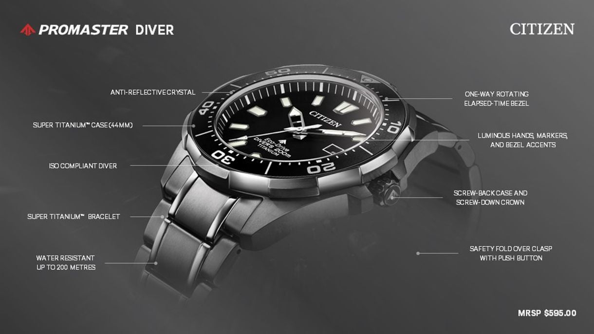 Citizen Promaster Diver Luminous Black Dial Men's Watch BN0200-56E