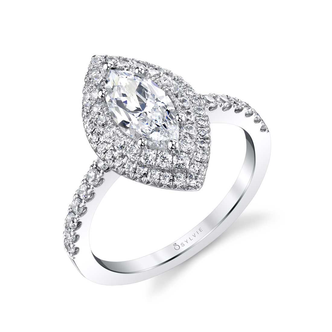 Sylvie - Claudia Marquise Double Halo Engagement Ring