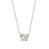Silver Necklace Butterfly Light Stone 