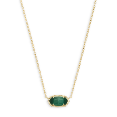 Custom Gold Necklace Green Stone