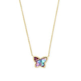 Gold Necklace Butterfly Multi Stone 