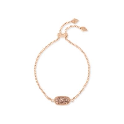 Gold Chain Bracelet Pink Stone