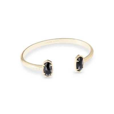 Gold Bracelet Black Stones 