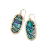 Gold Oval Natural Multi Blue Green Stone Earrings