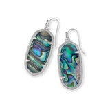 Silver Oval Natural Multi Blue Green Stone Earrings