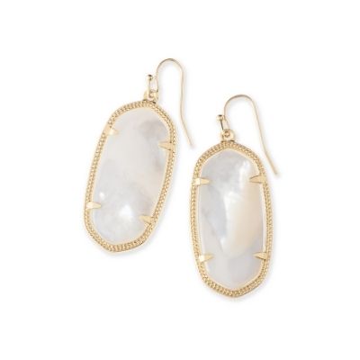 Gold Oval Light Stone Earrings
