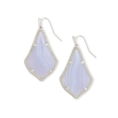 Silver Oval Light Purple Stone Earrings