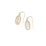 Gold Oval Light Stone Earrings