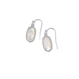 Silver Oval light Stone Earrings