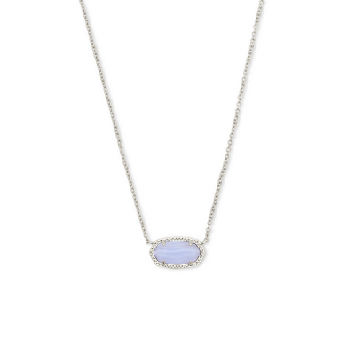 Kendra Scott Elisa Necklace Rhodium Blue Lace Agate