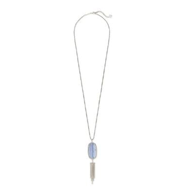 Silver Necklace Light Oval Stone