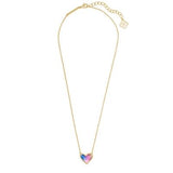 Gold Necklace Multi Pink Blue Stone