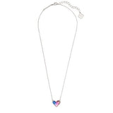 Silver Necklace Multi Pink Blue Stone 