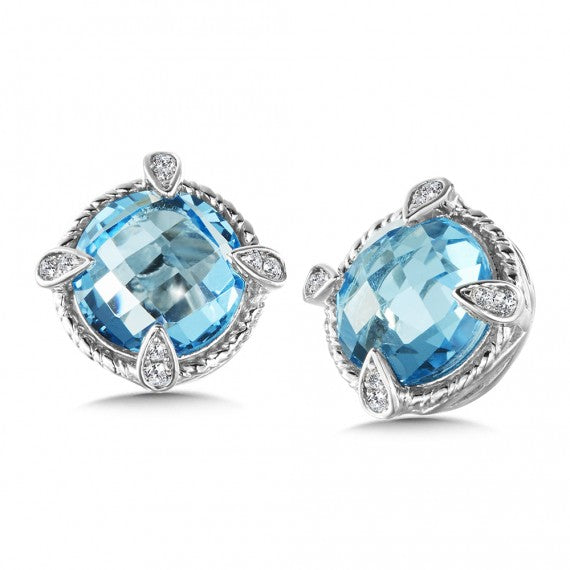 Color SG - Blue Topaz & Diamond Earrings