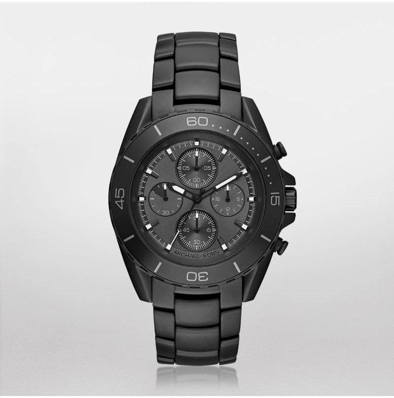 Michael Kors Men s JetMaster Black IP Chronograph Watch D ore