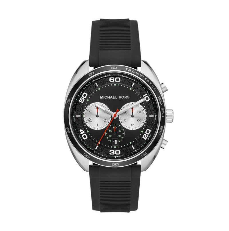 Michael Kors Men's Chronograph Steel Watch Silver with Matte Black Acc –  D'ore Jewelry
