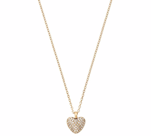 Precious Metalplated Sterling Silver Pavé Heart Necklace  Michael Kors