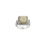Andrea Candela 18kt and Sterling Silver Pave Diamond Cushion Ring, Diamante