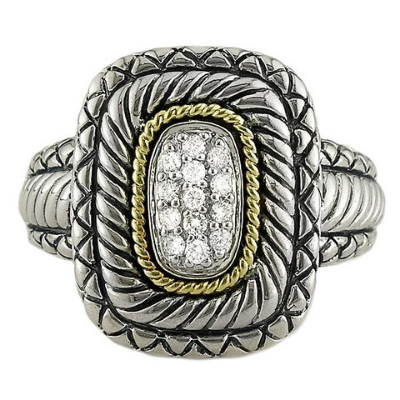 Andrea Candela 18kt and Sterling Silver Pave Rectangle Diamond Ring, Lazo Collection