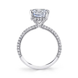 Sylvie - Jayla Cushion Cut Solitaire Engagement Ring with Pave Diamonds