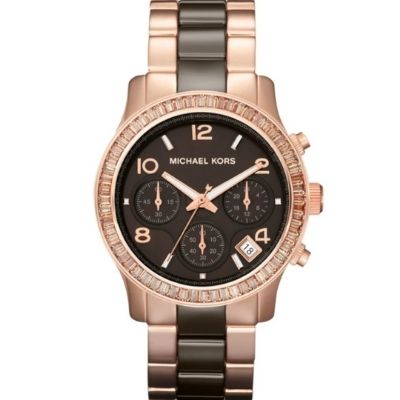 Michael Kors Women's Runway Brown Rose Gold-Tone Stainless Steel Watch MK5678