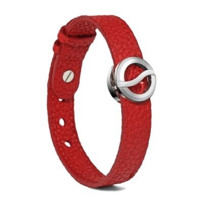 Philip Stein Horizon Bracelet-Large Steel Icon Bracelet Red Softy Leather 10L-BBSS-CRST