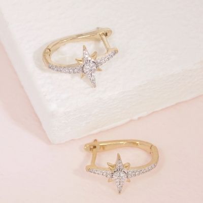 Gold Star Hoop Earrings 