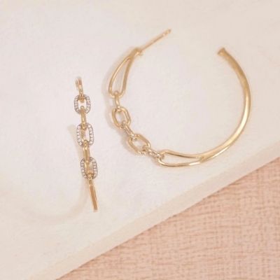 Hoop Diamond Earrings Chain