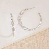 Hoop Diamond Earrings Silver Chain